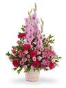 Cesto fiori rossi e rosa