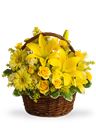 Cesto con manico di tutti fiori gialli